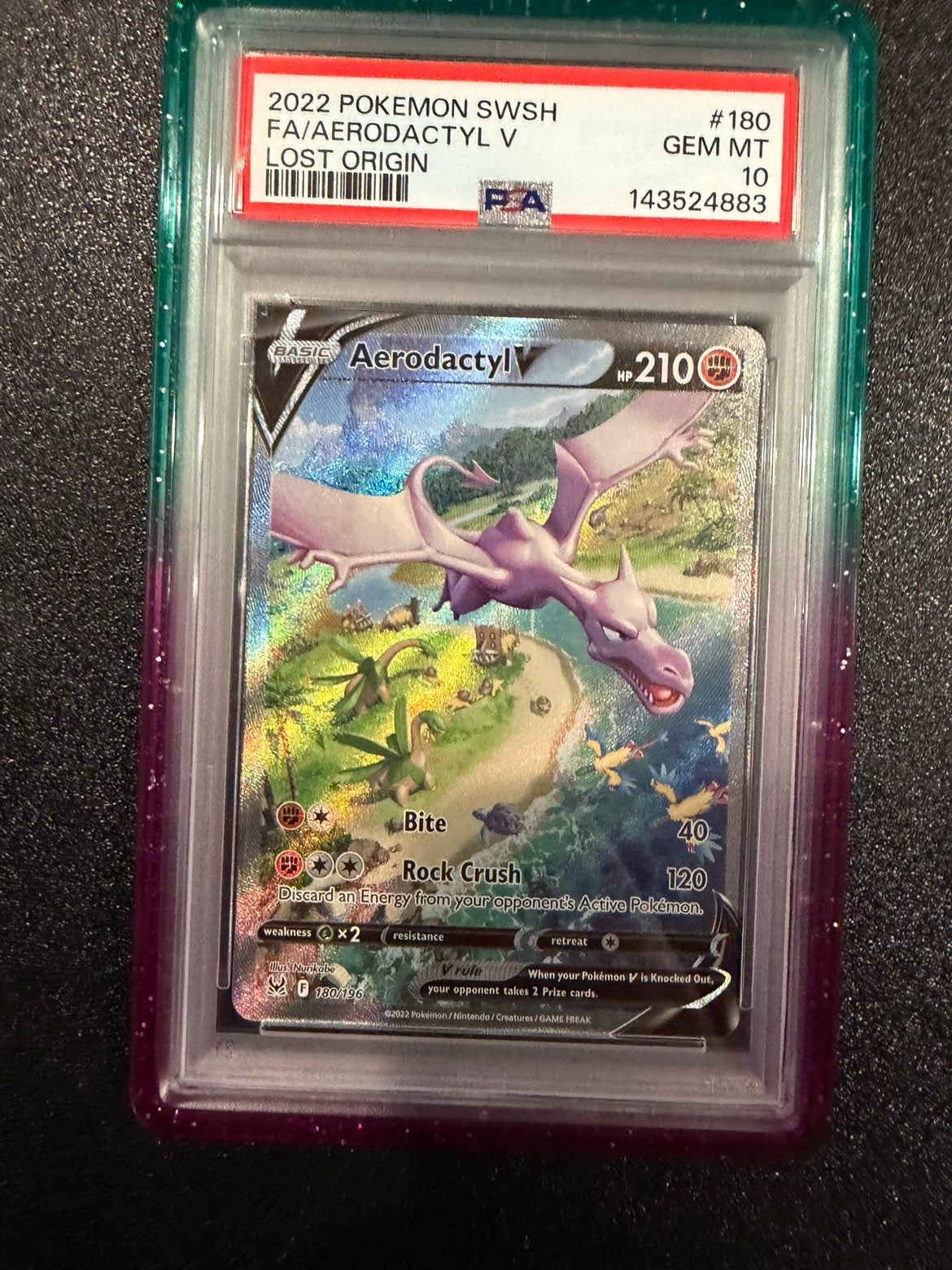 2022 POKEMON SWORD & SHIELD LOST ORIGIN #180 FULL ART/AERODACTYL V PSA 10