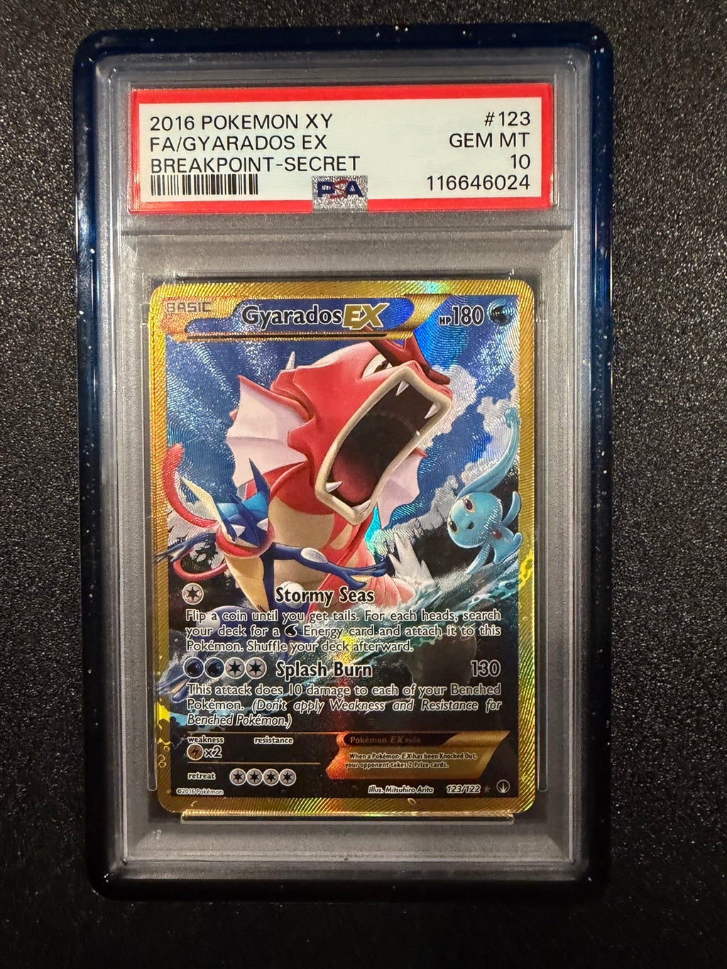 2016 POKEMON XY BREAKPOINT SECRET #123 FULL ART/GYARADOS EX PSA 10